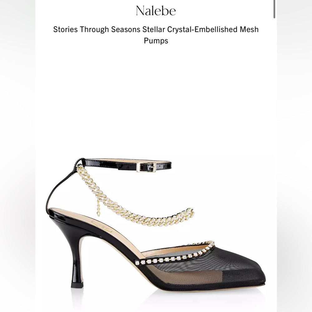 NWT Nalebe Stories Through Seasons Stellar Crystal-Embellished Mesh Pumps Black
